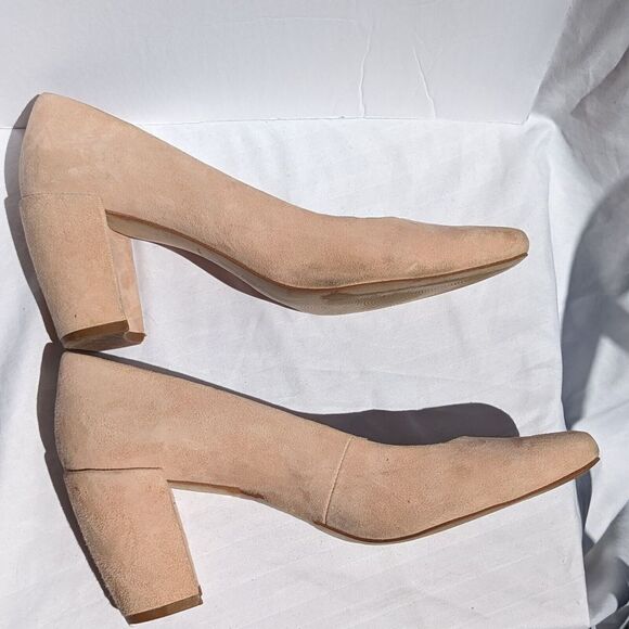 H by Halston Women's Suede Square Toe Block Heel Pump Whitney Size 8M Pale Pink - Picture 13 of 13